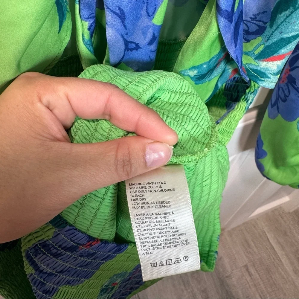 Free People Mini Dress Cassie Dress Lime Blue Size S Summer Dress - Picture 9 of 16